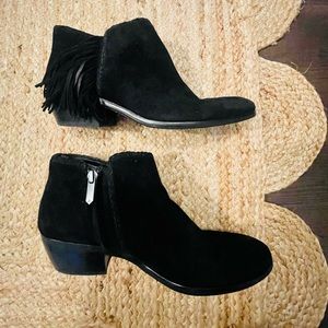 Black Sam Edelman Ankle Boots with Fringe